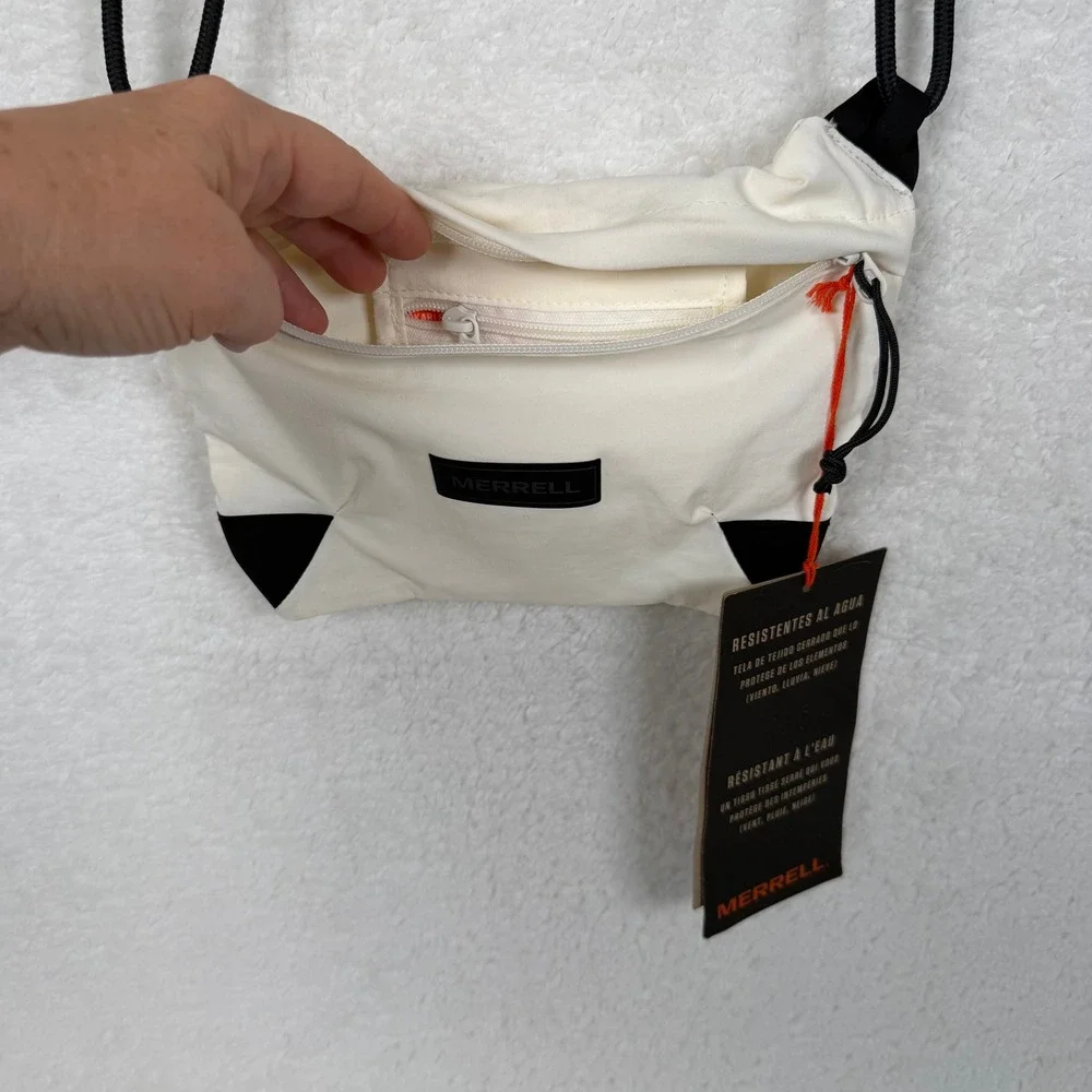 Merrell Wayfinder Packable Sacoche Bag White Black Water Resistant Crossbody - Picture 7 of 13